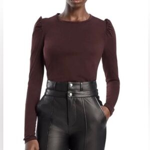Rebecca Taylor Ruched Long Sleeve Brown Top Size Large NWT
